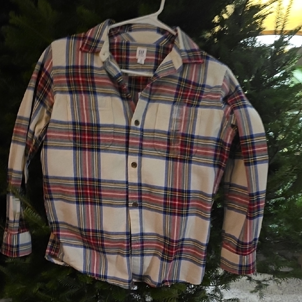 GAP Kids Plaid Button Down Shirt - Red, Blue, White